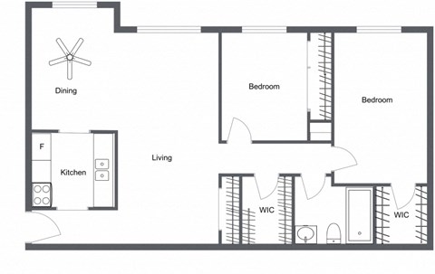 a floor plan of a unit with a bedroom and a living room